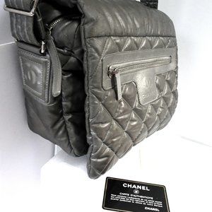 Auth CHANEL Quilted Cocoon Messenger Handbag +Card